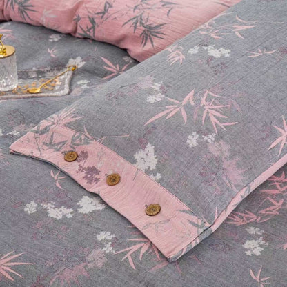 Ensemble de literie en coton double épaisseur à motif de feuilles de bambou (4 pièces) - image 6