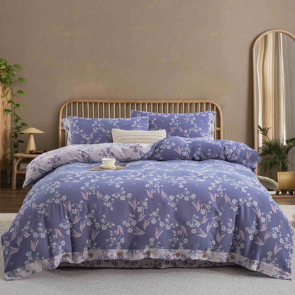 Parure de lit élégante en double gaze de coton à motif floral (4 pièces) - 220 cm x 240 cm - image 0