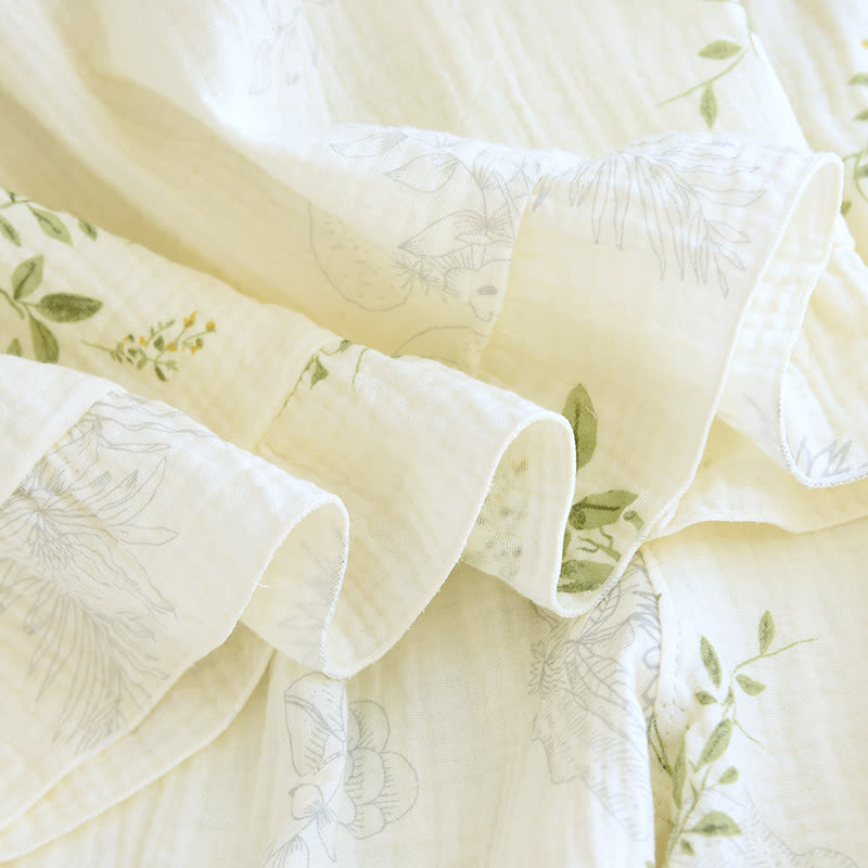 Ensemble pyjama en coton à imprimé feuilles, composé d'un débardeur et d'un sous-vêtement en coton. - image 11