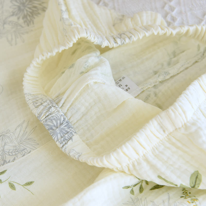 Ensemble pyjama en coton à imprimé feuilles, composé d'un débardeur et d'un sous-vêtement en coton. - image 13
