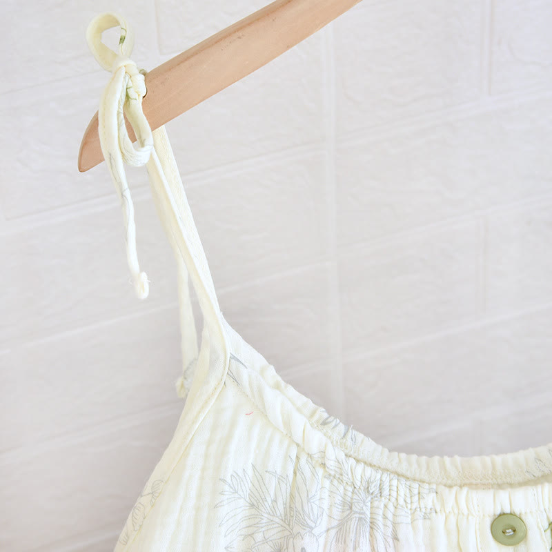 Ensemble pyjama en coton à imprimé feuilles, composé d'un débardeur et d'un sous-vêtement en coton. - image 9