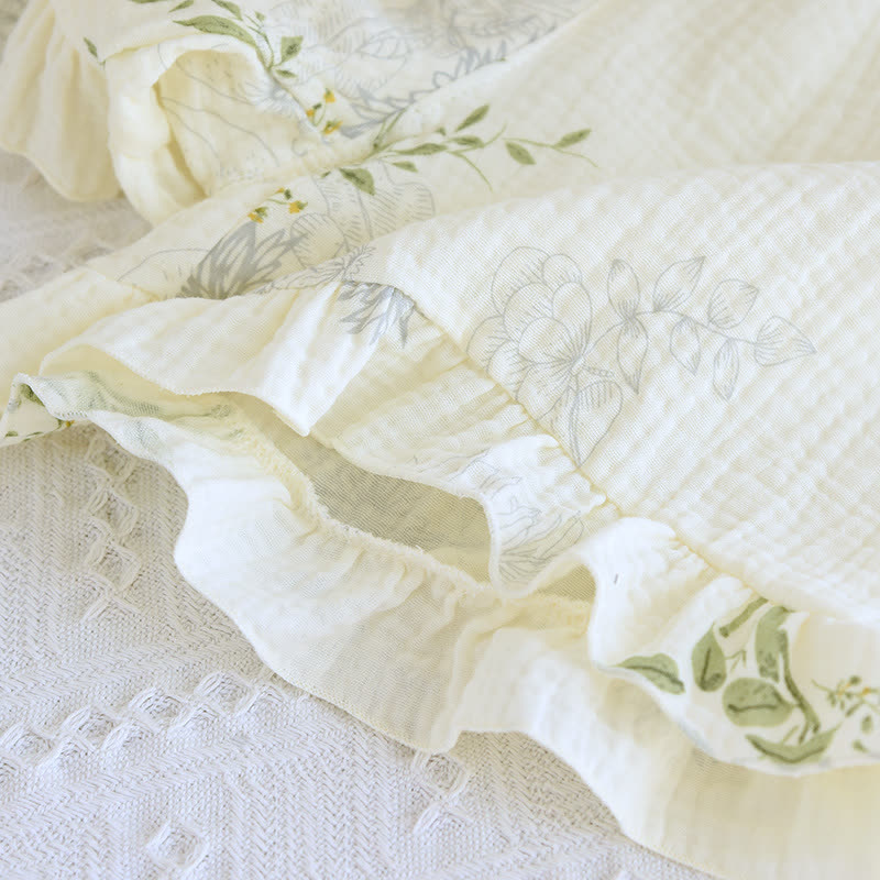 Ensemble pyjama en coton à imprimé feuilles, composé d'un débardeur et d'un sous-vêtement en coton. - image 10