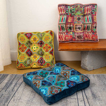 Coussin de chaise de sol marocaine avec liens - image 1
