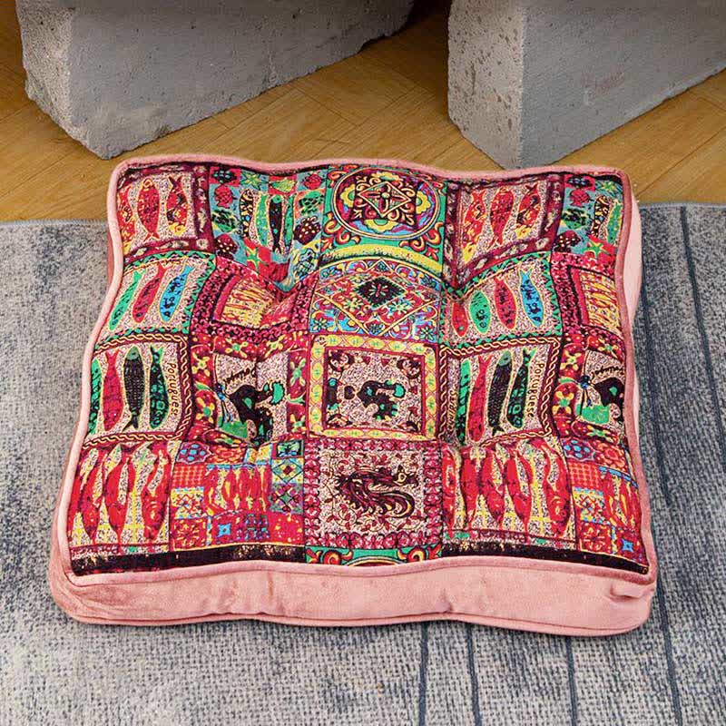 Coussin de chaise de sol marocaine avec liens - Brun - 40 cm x 40 cm x 5 cm - image 4
