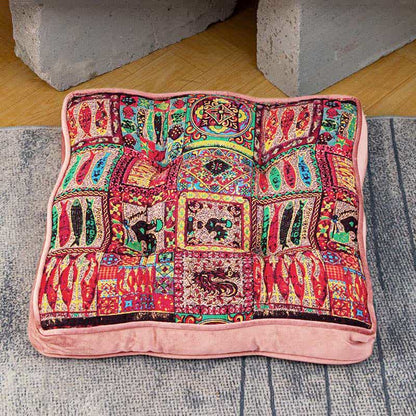 Coussin de chaise de sol marocaine avec liens - Brun - 40 cm x 40 cm x 5 cm - image 4