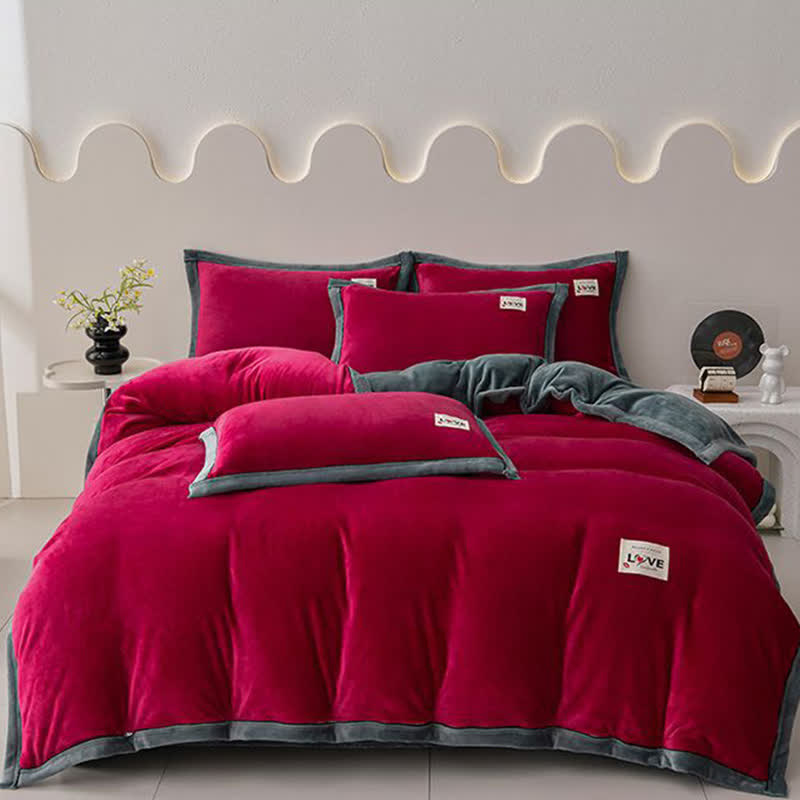 Ensemble de literie réversible et chaud en peluche (4 pièces) - image 1