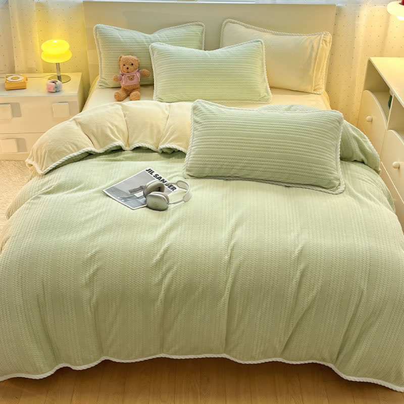 Ensemble de literie en peluche à motif jacquard à rayures ondulées - image 14