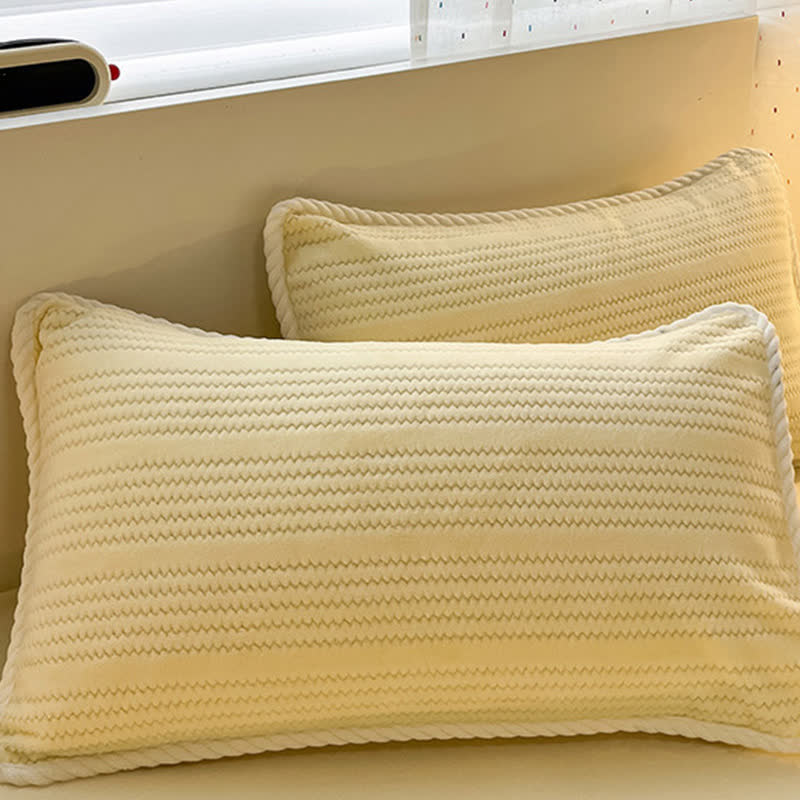 Ensemble de literie en peluche à motif jacquard à rayures ondulées - image 11