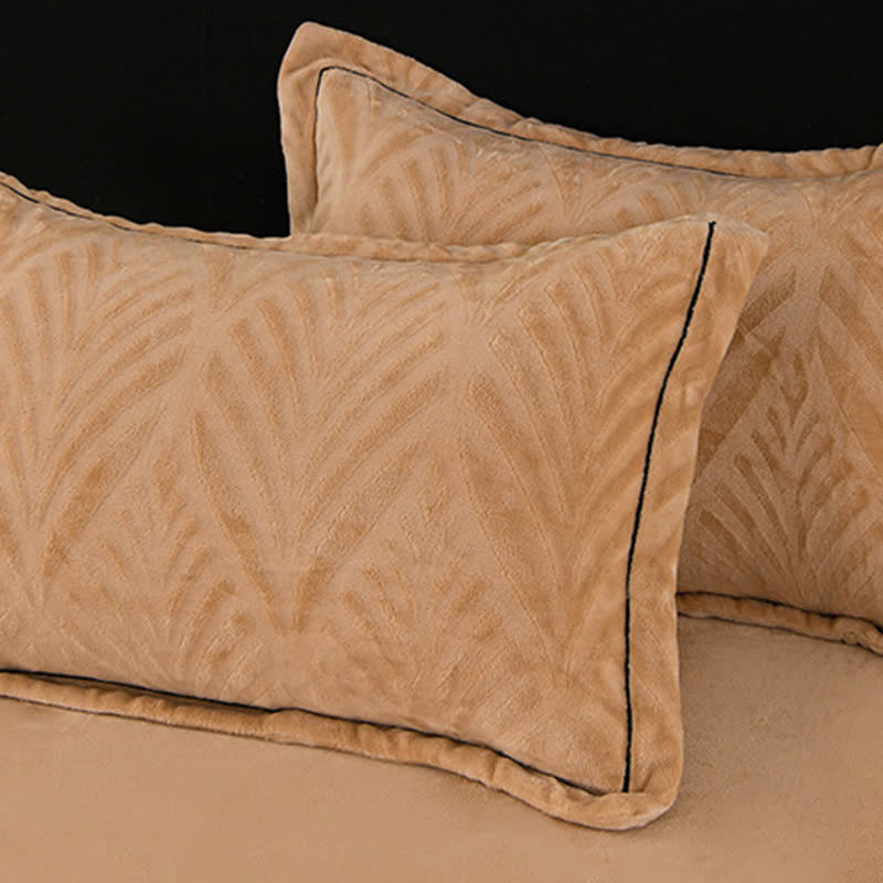 Ensemble de literie avec motif en peluche texturée en forme de feuille (4 pièces) - image 11