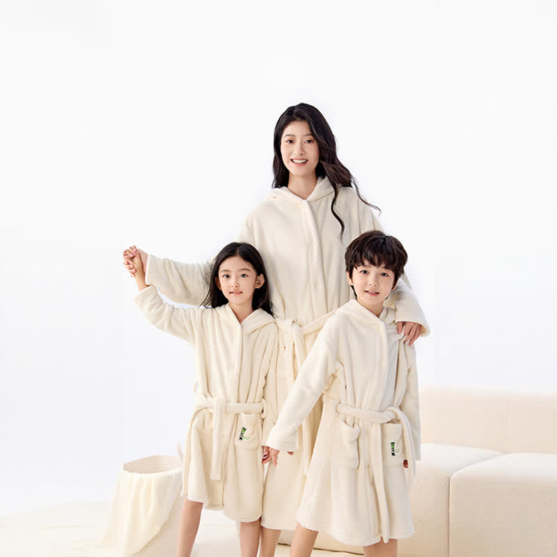 Peignoir assorti pour toute la famille, uni et à capuche - image 2