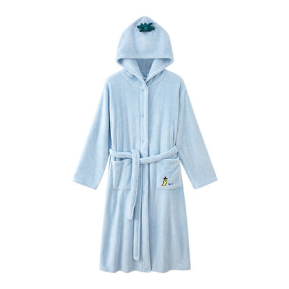 Peignoir assorti pour toute la famille, uni et à capuche - Bleu - Adultes : L - image 6