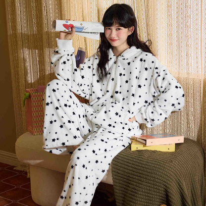Ensemble de détente en peluche à capuche avec oreilles de lapin et fermeture éclair - image 3