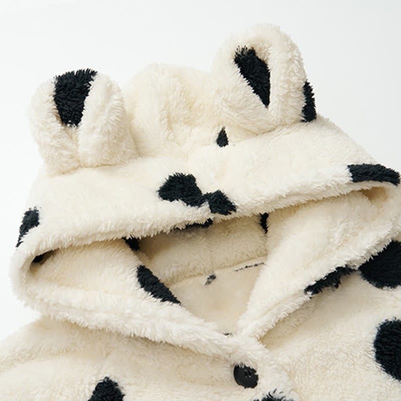 Ensemble de détente en peluche à capuche à pois - image 3