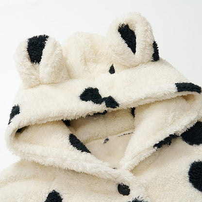 Ensemble de détente en peluche à capuche à pois - image 3