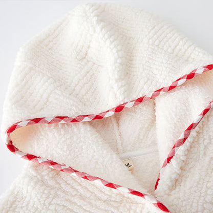 Peignoir à capuche rayé et texturé avec boutons moelleux - image 8