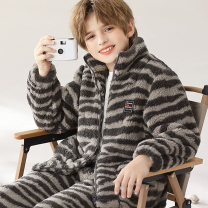 Ensemble de vêtements d'intérieur pour enfants avec motif zèbre et fermeture éclair - image 3