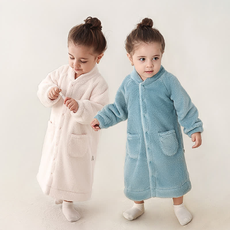 Peignoir bébé en peluche unie - image 0
