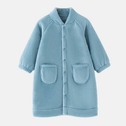 Peignoir bébé en peluche unie - Bleu - peignoir de bain - Enfant : 130 cm - image 11