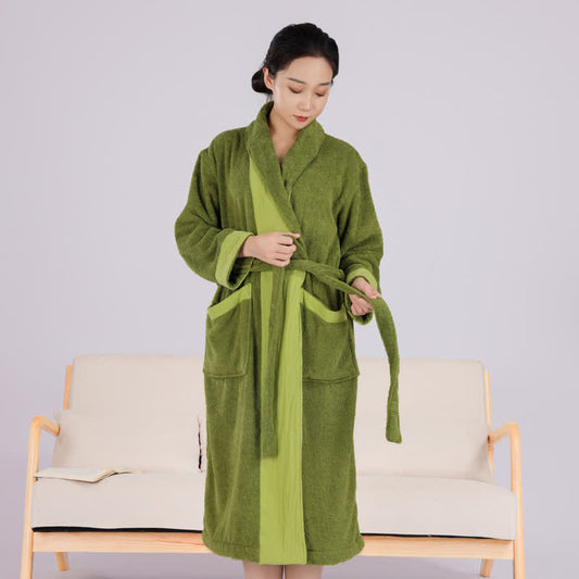 Peignoir minimaliste en coton de style colorblock - image 0