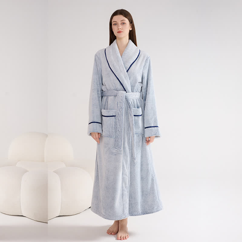 Peignoir unisexe en peluche, couleur unie, chaud - bleu clair - XL - image 6