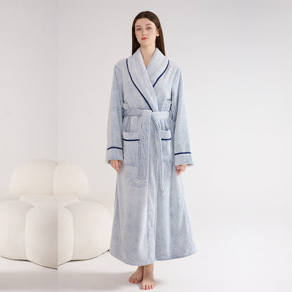 Peignoir unisexe en peluche, couleur unie, chaud - bleu clair - XL - image 6