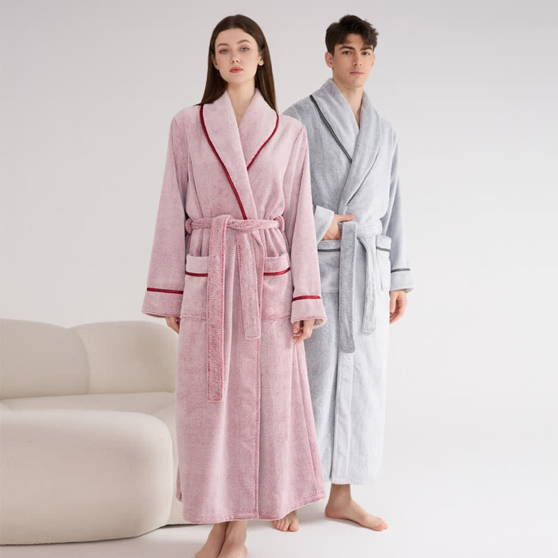 Peignoir unisexe en peluche, couleur unie, chaud - image 0