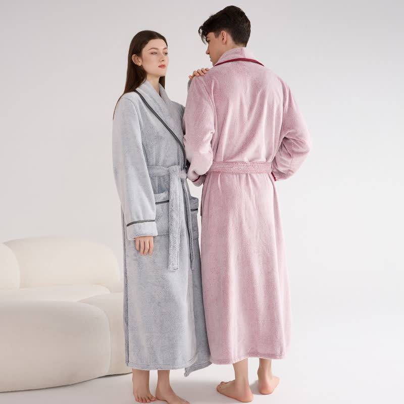 Peignoir unisexe en peluche, couleur unie, chaud - image 3