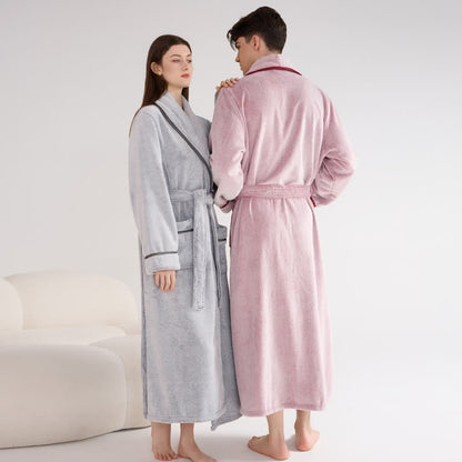Peignoir unisexe en peluche, couleur unie, chaud - image 3