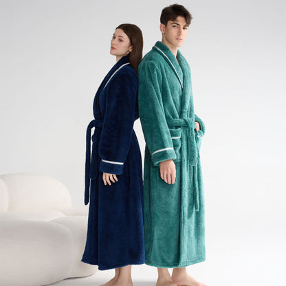 Peignoir unisexe en peluche, chaud et uni, long - image 2