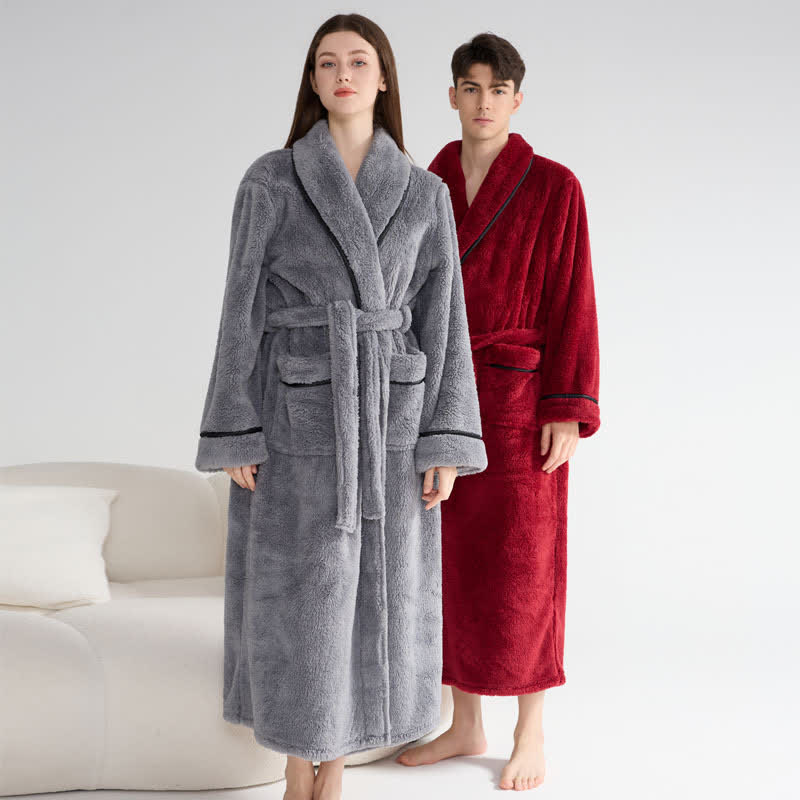 Peignoir unisexe en peluche, chaud et uni, long - image 1