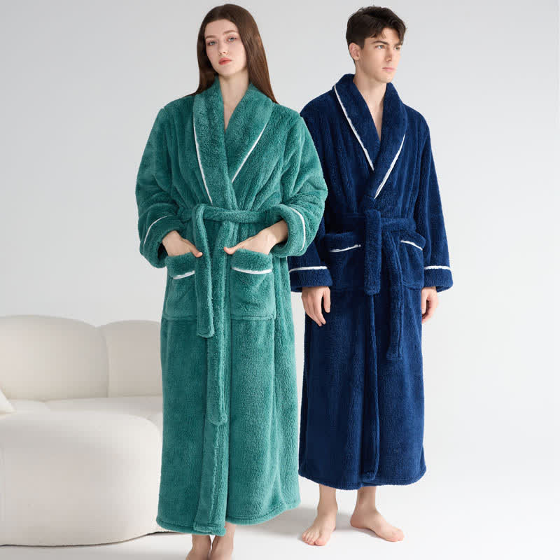 Peignoir unisexe en peluche, chaud et uni, long - image 0