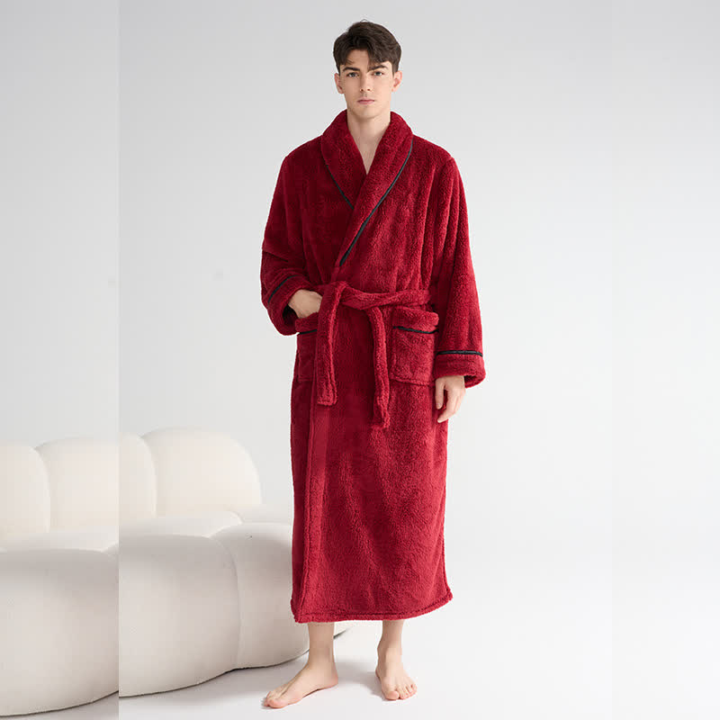 Peignoir unisexe en peluche, chaud et uni, long - image 7