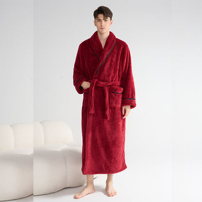 Peignoir unisexe en peluche, chaud et uni, long - image 7