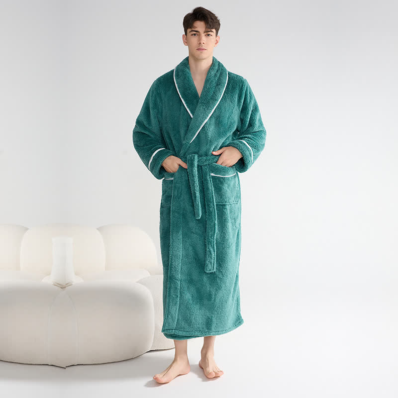Peignoir unisexe en peluche, chaud et uni, long - image 5