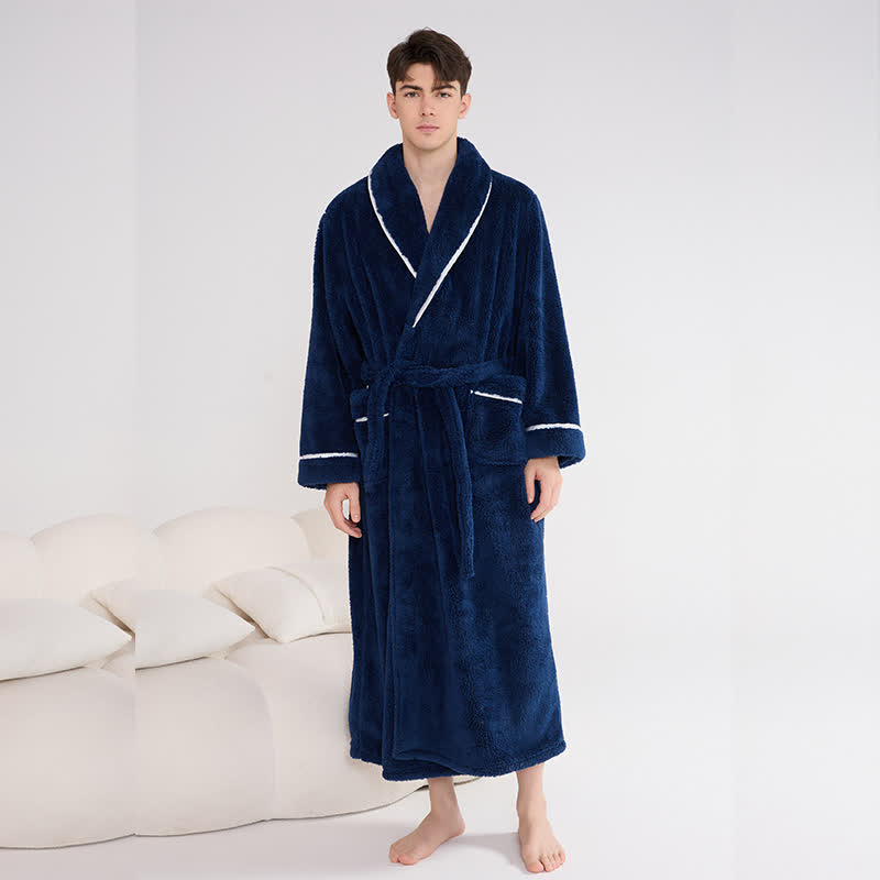 Peignoir unisexe en peluche, chaud et uni, long - image 9