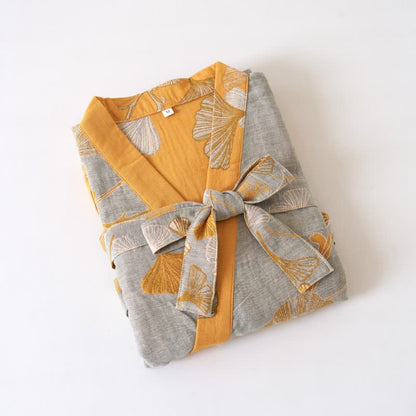 Peignoir kimono en gaze de coton et ginkgo - image 58