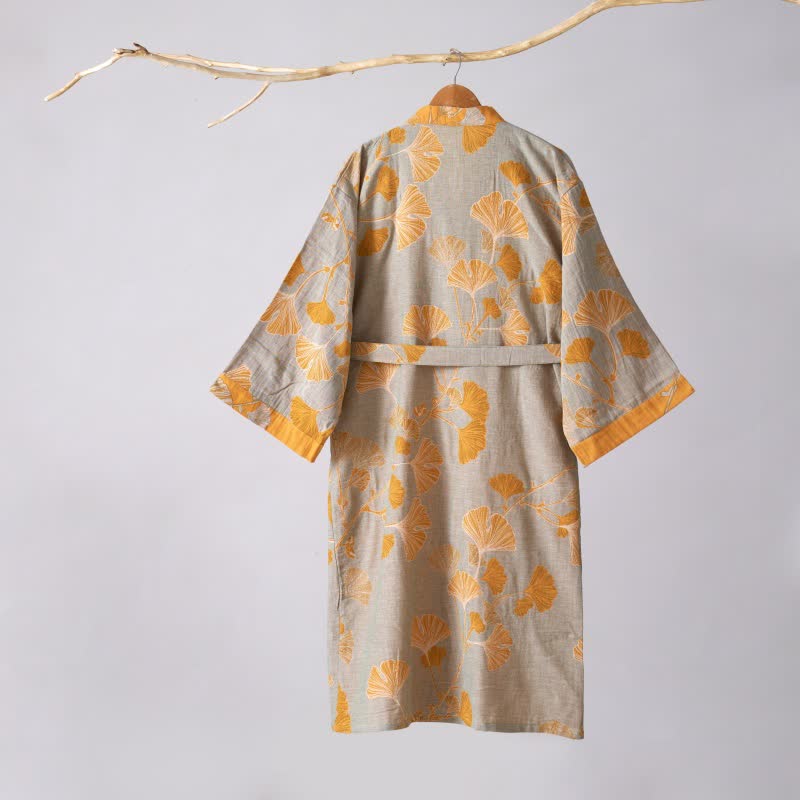 Peignoir kimono en gaze de coton et ginkgo - image 57
