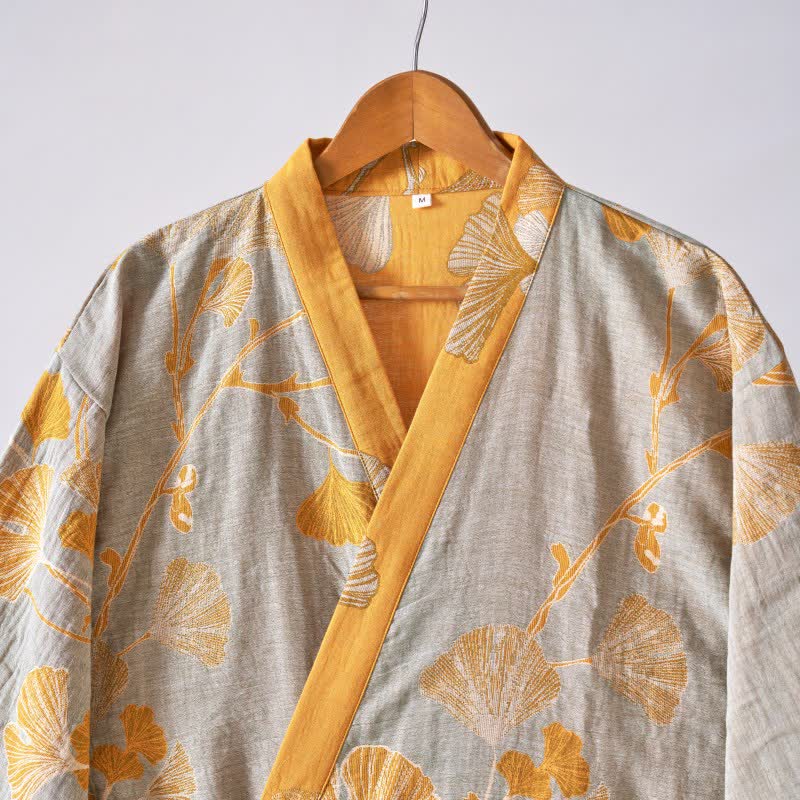 Peignoir kimono en gaze de coton et ginkgo - image 59
