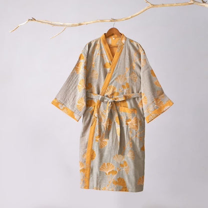 Peignoir kimono en gaze de coton et ginkgo - image 56