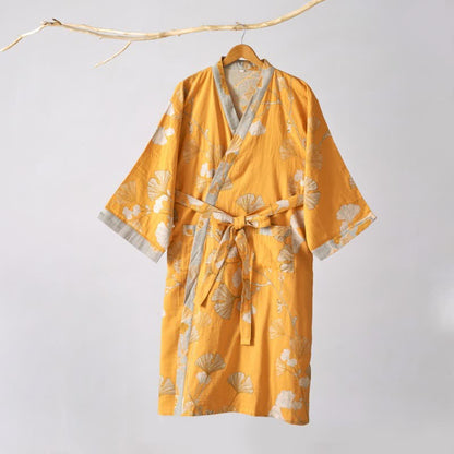 Peignoir kimono en gaze de coton et ginkgo - image 49
