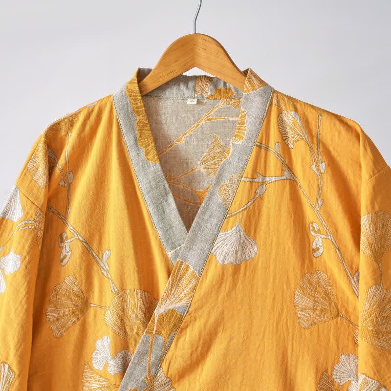 Peignoir kimono en gaze de coton et ginkgo - image 52