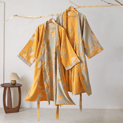 Peignoir kimono en gaze de coton et ginkgo - image 47