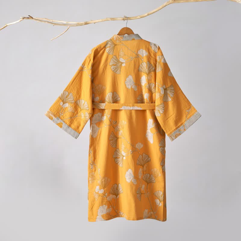 Peignoir kimono en gaze de coton et ginkgo - image 50