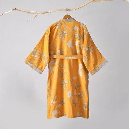 Peignoir kimono en gaze de coton et ginkgo - image 50