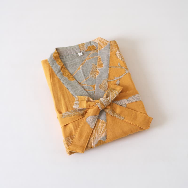 Peignoir kimono en gaze de coton et ginkgo - image 51