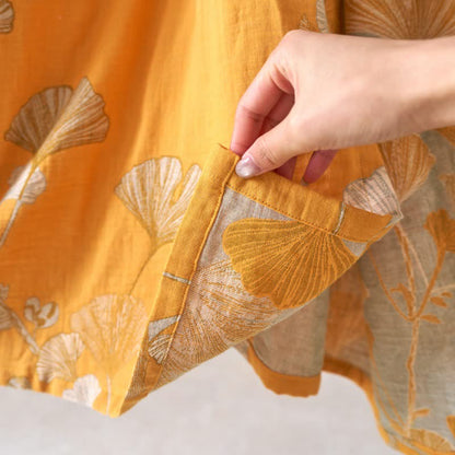 Chemise de nuit en coton inspirée du Hanfu et ornée de feuilles de ginkgo - image 31