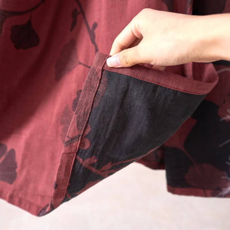 Chemise de nuit en coton inspirée du Hanfu et ornée de feuilles de ginkgo - image 39