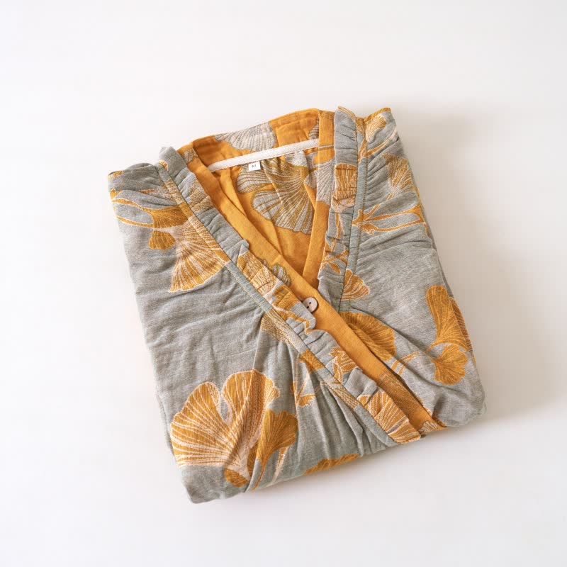 Chemise de nuit en coton inspirée du Hanfu et ornée de feuilles de ginkgo - image 33