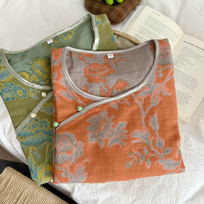Pyjama en gaze de coton style pivoine orientale - image 0