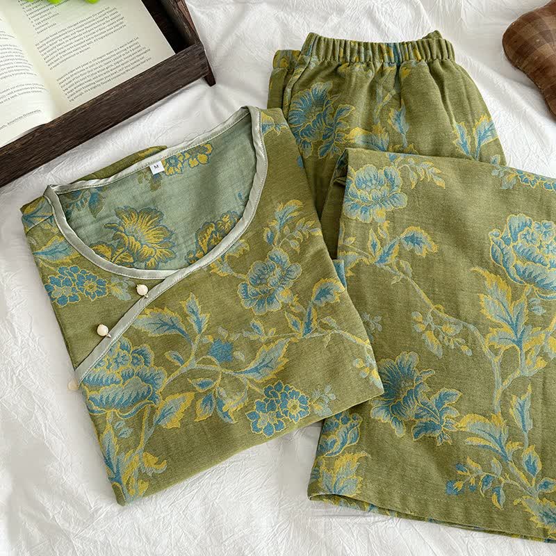 Pyjama en gaze de coton style pivoine orientale - image 2